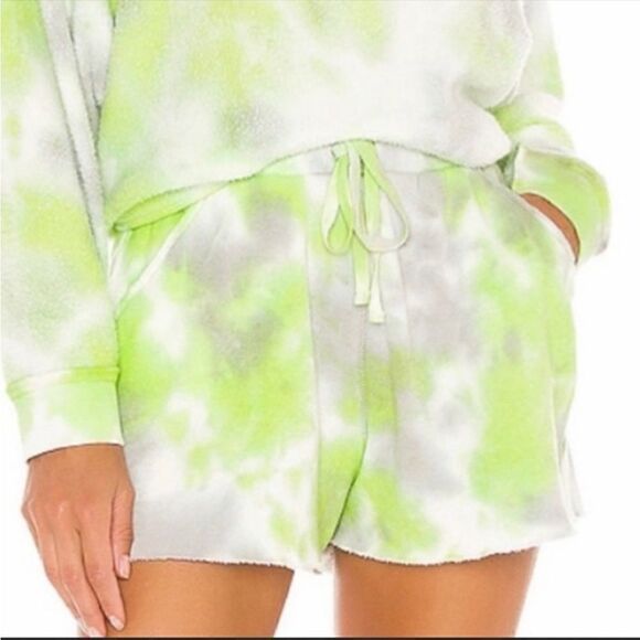 Free People Kelly Washed Tie Dye Sweat Shorts Citron Green Gray X Small - Picture 1 of 10